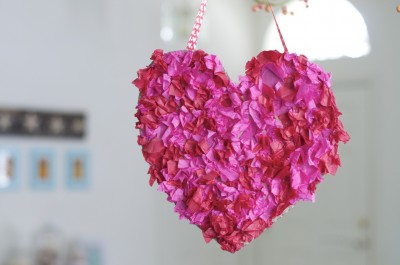 Tissue Paper Heart Wreath