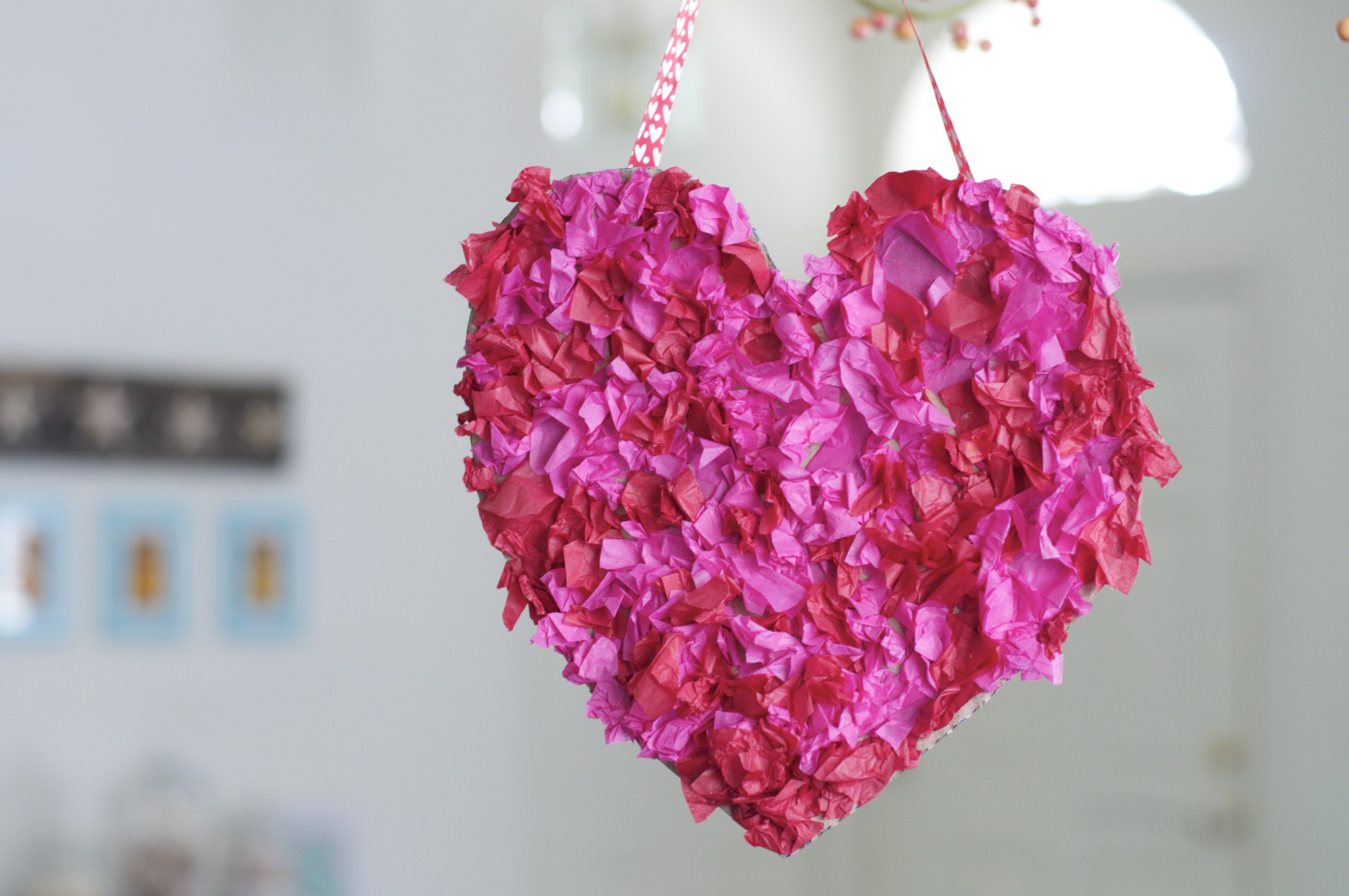 Tissue Paper Heart Wreath | Fun Family Crafts