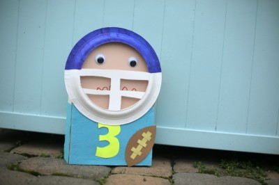 Recycled Cereal Box Football Player Puppet