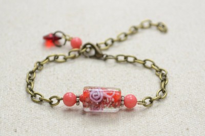 Chain Bracelet with Lampwork Bead