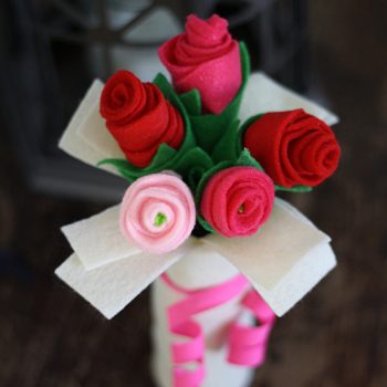 Cardboard Tube Bouquet of Felt Roses