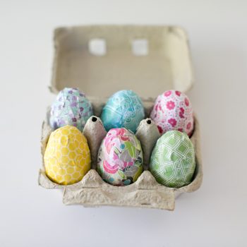 Paper Decorated Wooden Easter Eggs