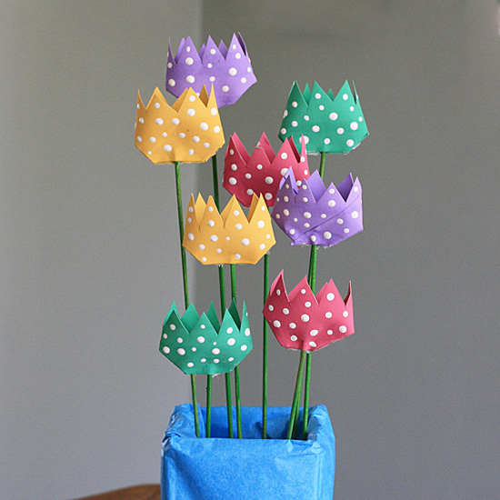 Polka Dot Cardboard Tube Tulips | Fun Family Crafts