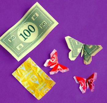 Candy Wrapper Origami Butterflies