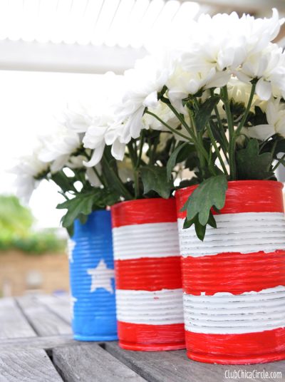 Patriotic Upcycled Cans