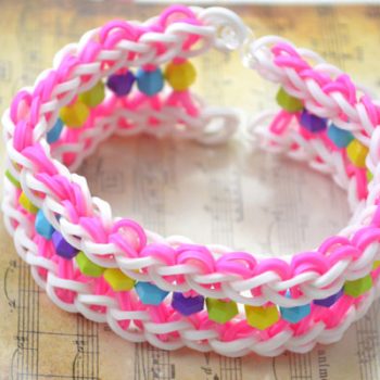 Wide Loom Bracelet with Beads