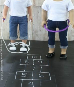 Doll-Size Jumprope, Hula Hoop, and Hop Scotch