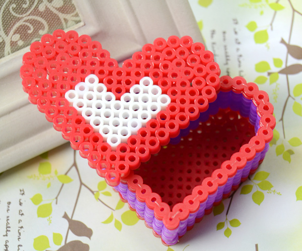 Perler Bead Red Heart Box