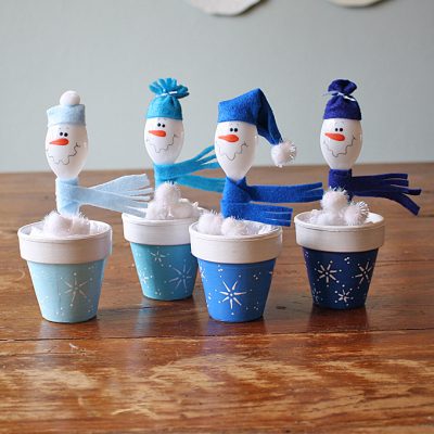 Plastic Spoon Snowmen