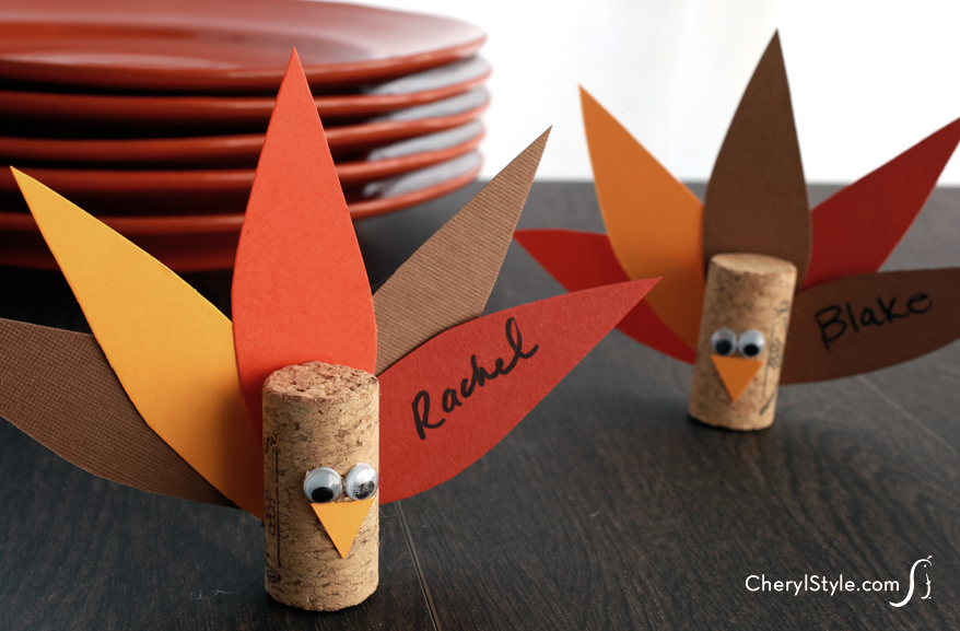 Cork Turkey Place Cards | Fun Family Crafts