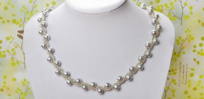 Pearl Necklace with Ribbon Tie