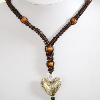 Braided Leather and Bead Necklace
