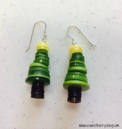 Button Christmas Tree Earrings