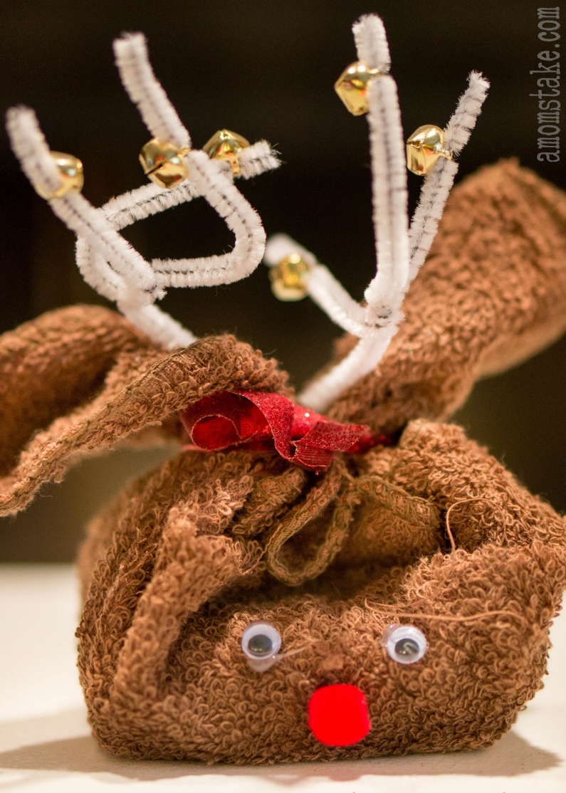 Washcloth Reindeer Christmas Craft