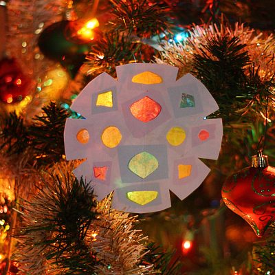Faux Stained Glass Paper Snowflakes