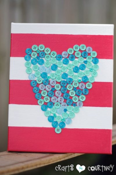 Button Heart on Canvas