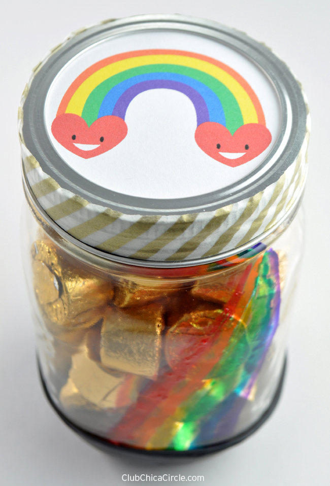 Pot of Gold Rainbow Painted Candy Jar