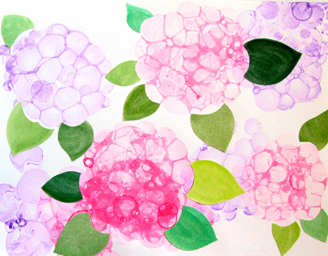 Bubble Paint Flower Hydrangeas Fun Family Crafts