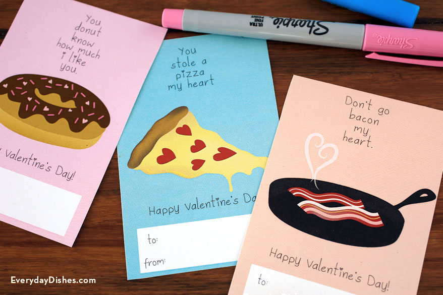 Printable Food Valentines Day Cards