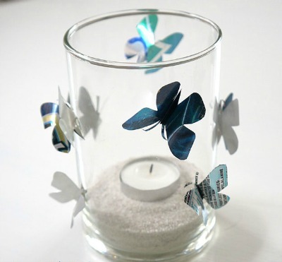 Aluminum Can Butterfly Candle
