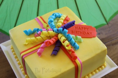 Edible Curling Ribbon Birthday Cake