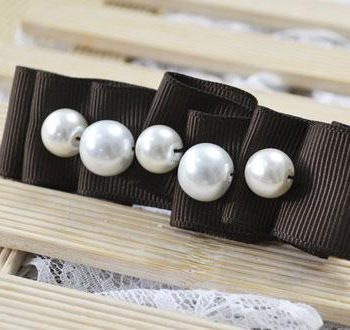 Ribbon Hair Clip with Pearls