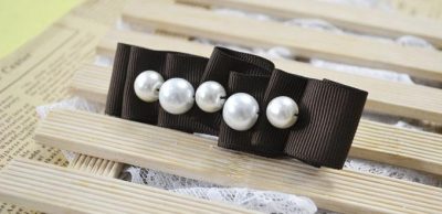 Ribbon Hair Clip with Pearls