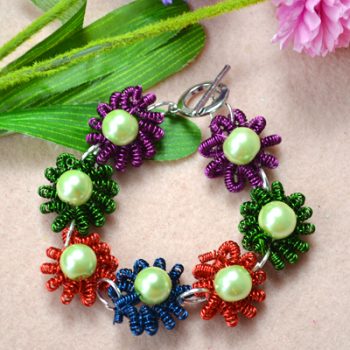 Coiled Flower Bracelet with Beads
