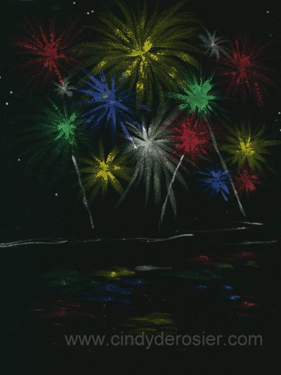 Black Velvet Fireworks Painting
