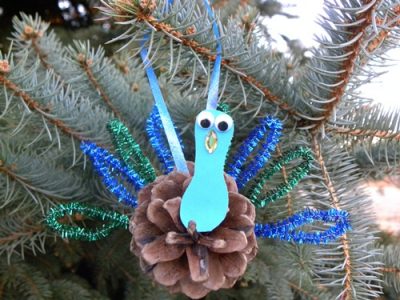 Pinecone Peacock Ornament