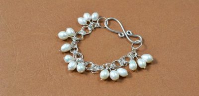 Jump Ring Bracelet with Pearl Dangles