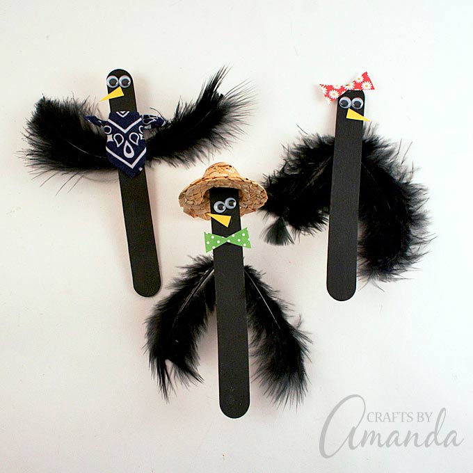 Popsicle Stick Crows | Fun Family Crafts