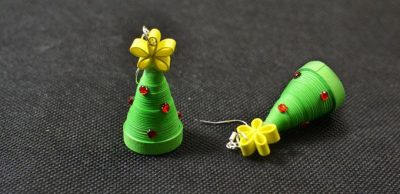 Quilled Christmas Tree Earrings