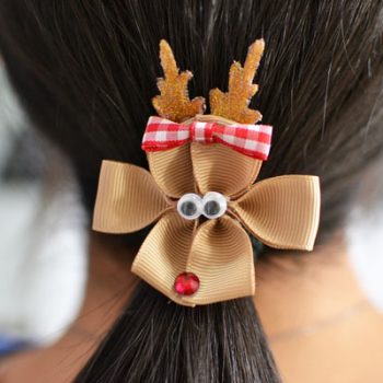 Reindeer Ribbon Hair Clips