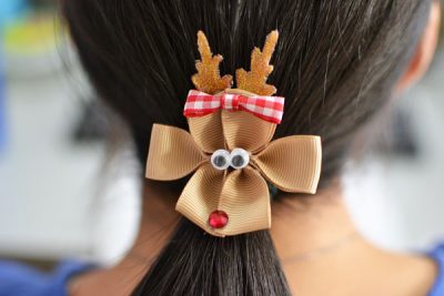Reindeer Ribbon Hair Clips
