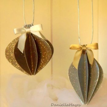 Glittery Paper Christmas Ornaments