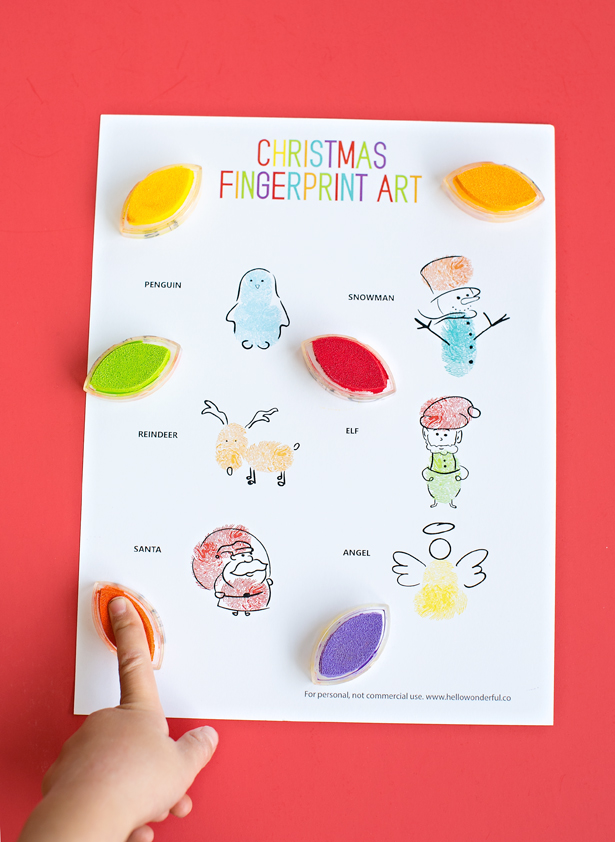 printable activities free toddler Art  Family Fingerprint Christmas Fun  Crafts