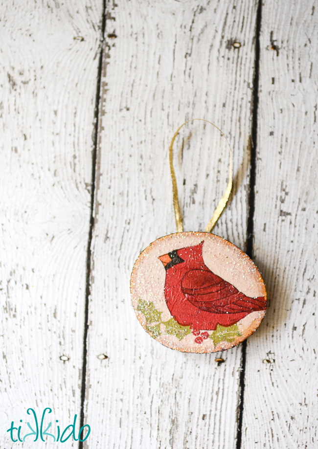 Rustic Wood Decoupage Ornament Fun Family Crafts