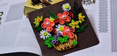 Quilled Basket of Flowers