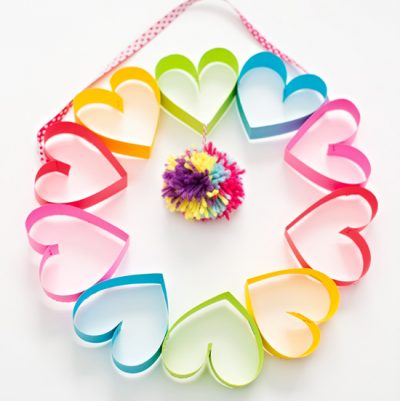 Rainbow Heart Paper Wreath