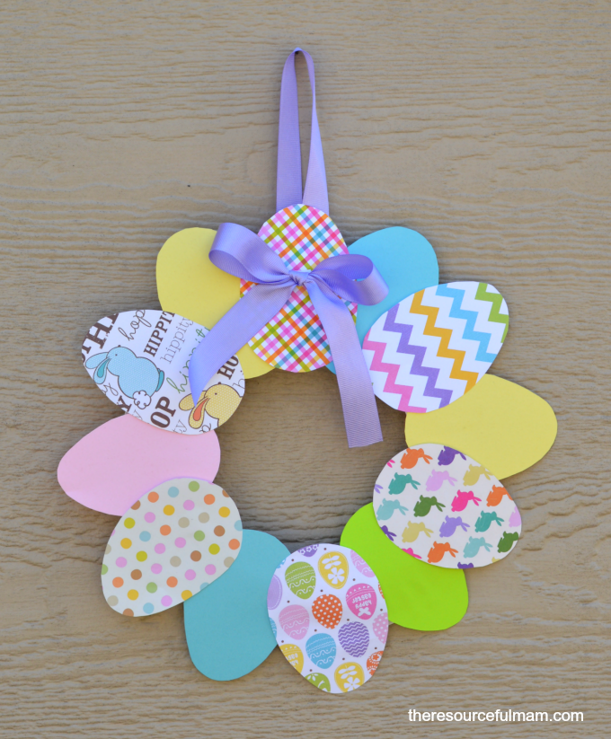 This paper Easter wreath is a cute and easy way for kids to help with the Easter decorations.