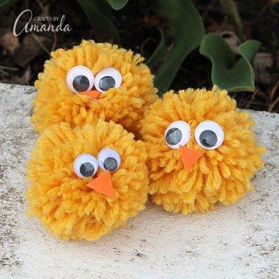 Yarn Pom Pom Chicks | Fun Family Crafts