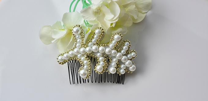 DIY Mother's Day Gift - How to Make an Elegant Pearl Embroidery Leaf Hair Comb