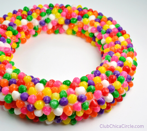Learn how to make a pretty Spring wreath using jelly beans!