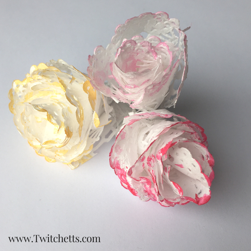 Create these beautiful paper rose buds with this fun Doily Craft. 