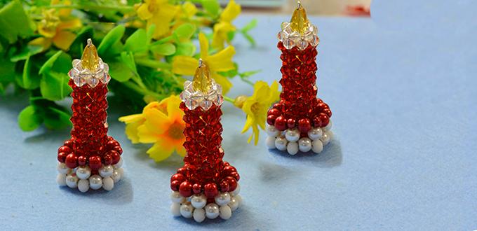 Free Instructions on Making Glass and Pearl Beaded 3D Candle for Home Decoration