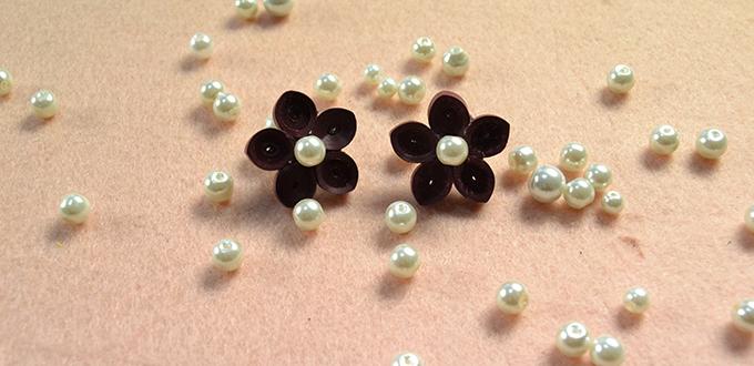 Pandahall Tutorial - How to Make a Pair of Beautiful Quilling Paper Wintersweet Ear Studs