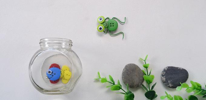 How to Make Cute Frog and Fish Made from Acrylic and Wooden Buttons