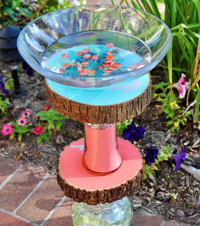 It’s sure to be a hot summer and this Homemade Bird Bath is a really fun project to add some color and flair to any garden or backyard!