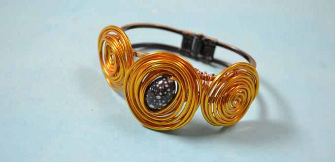 Easy Pandahall Tutorial - How to Make a Golden Wire Wrapped Bangle Bracelet